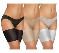 Sesto Senso 3 Pack Thigh Bands Anti-Chafing Sexy Smooth 4 Strips of Silicone Black Beige White 65-70 L 12