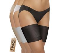 Sesto Senso 3 Pack Thigh Bands Anti-Chafing Sexy Smooth 4 Strips of Silicone Black Beige White 80-85 3XL 18