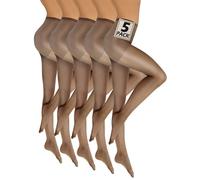 sesto senso 5 Pairs of Transparent Tights for Women Girls 15 Dens, Invisible Thin Reinforcement, 5Pack - Smomo/Graphite, XL