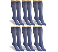 Sesto Senso 6 Pairs Women's Matte Microfibre Knee Highs, 40 Den, Silky Coloured Long Socks, Denim, One size
