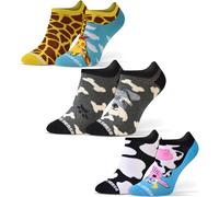 Sesto Senso Funny Ankle Sneaker Low Cut Socks Cotton Colorful Footies Women Men 1-3 pairs Oddsocks 11-14/43-46 Dog Giraffe Cow 3 Animals