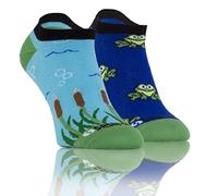 Sesto Senso Funny Ankle Sneaker Low Cut Socks Cotton Colorful Footies Women Men 1-3 pairs Oddsocks 7-10/39-42 Frog