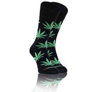 Sesto Senso Funny Socks Women Men Cotton Fancy Patterned Colourful Crazy Oddsocks Mid Calf Socks weed 39-42 7-10 Marijuana Leaves Dark Blue Green