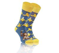Sesto Senso Funny Socks Women Men Cotton Fancy Patterned Colourful Crazy Oddsocks Mid Calf Socks yellow blue fruits animals 39-42 7-10 Banana Monkey