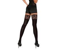 sesto senso Hold-Up Stockings Opaque 40 Denier with Lace Women's Reinforced with Silicone Strips, black, M-L