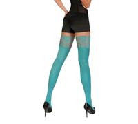 sesto senso Hold-Up Stockings Opaque 40 Denier with Lace Women's Reinforced with Silicone Strips, Mint, Turquoise, XL-XXL