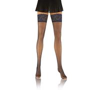 Sesto Senso Hold Ups Fishnet Stockings Sexy Thigh-High Lace Top 3/4 M-L Dark Blue