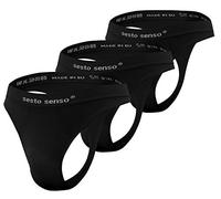 Sesto Senso Men Seamless Strings G-Strings Sexy 3 Pack L/XL Black