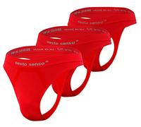 Sesto Senso Men Seamless Strings G-Strings Sexy 3 Pack S/M Red