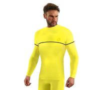 Sesto Senso Men's Dryarn Sports Undershirt Long Sleeve Thermal Undershirt Compression Shirt Undershirt, Neon Yellow, L - XL