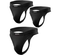 Sesto Senso Mens Gstring Underwear Micromodal 1/3 Pack Sexy Thong Panties L 3 Black