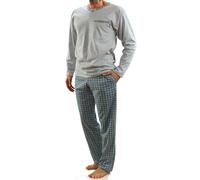 Sesto Senso Mens Pjs Set 100% Cotton Pyjama Long Sleeve Top & Pants Checked Sleepwear Nightwear