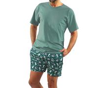 Sesto Senso Men's Short Cotton Pajamas Short-Sleeved Short Pants Two-Piece Set green M 2242/11