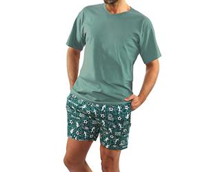 Sesto Senso Men's Short Cotton Pajamas Short-Sleeved Short Pants Two-Piece Set green M 2242/11