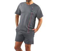 Sesto Senso Men's Short Military Cotton Pajamas Short Sleeve Shorts Two Piece Set L Graphite 2404
