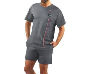 Sesto Senso Men's Short Military Cotton Pajamas Short Sleeve Shorts Two Piece Set L Graphite 2404