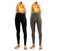Sesto Senso Mens Thermal Long Johns 2 Pack Cotton 95% Warm Lightweight Underwear Functional Leggings Base Layer Bottom (S, Black Khaki)