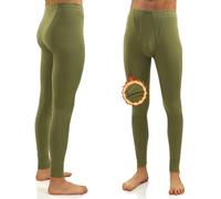 Sesto Senso Mens Thermal Long Johns Cotton 100% Warm Lightweight Underwear Functional Leggings Base Layer Bottom 3XL Olive Green