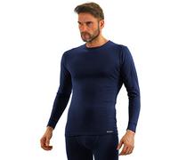 Sesto Senso Mens Undershirt Long Sleeve Cotton 95% Thermal Underwear Lightweight Functional T-Shirt Base Layer Top (M, Dark Blue)