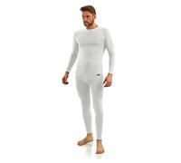 Sesto Senso® Mens Underwear Set Cotton 95% Thermal Long Johns Botom & Undershirt Long Sleeve Top Lightweight Base Layer (4XL, White)