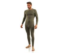 Sesto Senso® Mens Underwear Set Cotton 95% Thermal Long Johns Botom & Undershirt Long Sleeve Top Lightweight Base Layer (L, Green - Khaki)