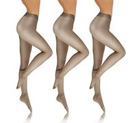 Sesto Senso Sheer to Waist Tights Women 8 DENIER 3 Pack Thin Glatt Pantyhose XL Grey 3pack