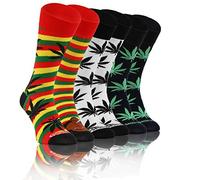 Sesto Senso Socks Crazy Funny Colorful Cotton Women Men 3 Pack Patterned Mismatched Funky Marijuana Leaf Leaves Rastaman 43-46 3 Afro