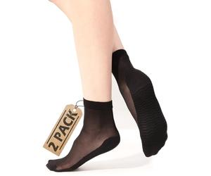 Sesto Senso Woman Ankle Socks Silky 20 Den Relaxing 2 Pairs Black 2x1pack
