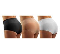 Sesto Senso Women Seamless Slimming Shapewear 3 Pack Tummy Control Knickers S M White Nude Beige Black