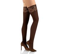 Sesto Senso Womens Hold Ups Stockings 50 Denier Microfiber Opaque Sexy Lace Top Brown 3/4 M-L Caffe