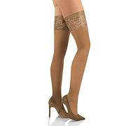 Sesto Senso Womens Hold Ups Stockings 50 Denier Microfiber Opaque Sexy Lace Top XL/XXL Beige