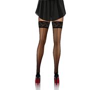 Sesto Senso Women's Hold Ups Stockings Sexy Lace Seam Pattern 20 Denier Black 1/2 Line
