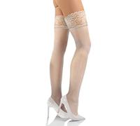 Sesto Senso Women's Hold Ups Stockings Sexy Lace Top 15 Denier 3XL-4XL White