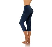 Sesto Senso Women's Leggings 3/4 Medium Cotton Girls Colorful Pants Sports Fitness Yoga 3XL/46 Dark Blue