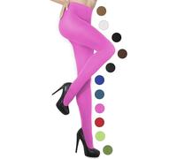 sesto senso Women's Opaque Tights 50 Denier Microfibre 3D, Neon Pink, L