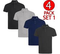 (Set 1 - Plain, XL) Men Polo Tshirt 4Pack Shortsleeve Plain Casual Top
