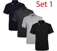 True Face Mens Tshirts Polos Pique Tipping Pocket Collar Buttoned Regular Fit Top Tip Set 1-4 Pack M