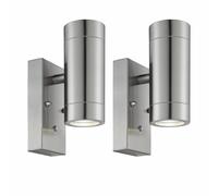 Set 2 Blaze - Stainless Steel Outdoor Up Down Motion Sensor Wall Light First Choice Lighting Silver One Size