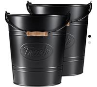 Set 2, Large Rustic Farmhouse Bathroom Trash Can, Country Style Galvanized Farm Metal Kitchen Trash Bucket, Decor Vintage Waste Basket, Industrial Chic Bucket Garbage Can Bin, Western Garbage Pail
