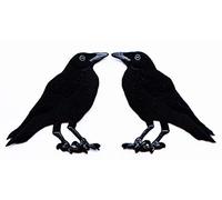 Set 2 Pcs American Black Crow Raven Birds Kids Cartoon Iron on Emoji Embroidered Patch Supplies for Jacket Bags Jeans Backpack Clothes DIY