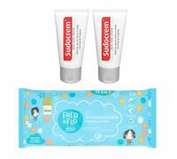 Set 2 Sudocrem Baby Skin Care Cream & 1 Pack of Wipes for Irritations, Spots, Rashes and Sores - Excellent for Nappy Care, Soothes and Protects Skin