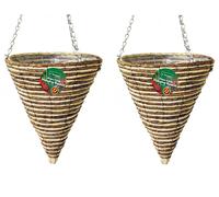 Set 2 x Hanging Basket 12″ Rope Cone Shape With Liner & Chain Flower Plant Pots
