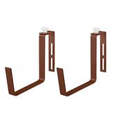 Set 2 x Trough Window Box Adjustable Brackets Pot Hanging Hooks Rail Balcony Planter Garden Fence Holder Metal (Terracotta)
