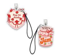 Set 2Pcs Buy Me Books, Reading Is My Jam Kindle Charms, Dust Plug Charm 1.5 Inches Bookish, Bookworm, Book Lover, Reading Lover Lightning/Type C With Strap Acrylic Material Accessories for E-Reader
