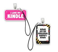 Set 2Pcs I Love My Kindle, Hands Off My Emtional Support Kindle Kindle Charms, Dust Plug Charm 1.5 Inches Reading Lover Bookish Reader Lightning/Type C With Strap Acrylic Material Accessories for