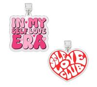 Set 2Pcs In My Self Love Era, Self Love Club Kindle Charms, Dust Plug Charm 1.5 Inches Motivation, Positivity, Affirmation Lightning/Type C Acrylic Material Accessories for E-Reader for Phone