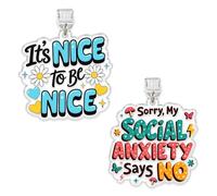 Set 2Pcs It's Nice To Be Nice, Sorry My Social Anxiety Says No Kindle Charms, Dust Plug Charm 1.5 Inches Self Lover, Overthinking, Positivy Lightning/Type C Acrylic Material Accessories for Phone