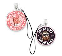 Set 2Pcs Midnight Reader Book Club, Feral Girl Kindle Charms, Dust Plug Charm 1.5 Inches Raccoon, Book Club Book Lover, Feminist Lightning/Type C With Strap Acrylic Material Accessories for E-Reader