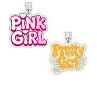 Set 2Pcs Pink Girl, Pretty Girl Kindle Charms, Dust Plug Charm 1.5 Inches Girly, Feminine, Feminist, Cute, Aesthetic, Beautiful Lightning/Type C Acrylic Material Accessories for E-Reader for Phone