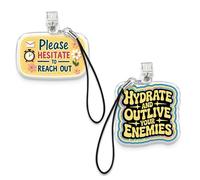 Set 2Pcs Please Hesitate To Reach Out, Hydrate And O*tlive Your Enemies Kindle Charms, Dust Plug Charm 1.5 Inches Funny Saying Sarcastic Quote Lightning/Type C With Strap Acrylic Material Accessories